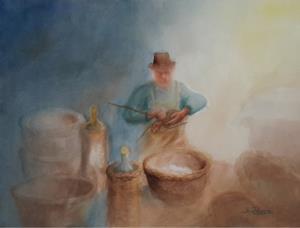 Pletilec košar (Akvarel, 30x40 - 2020) - Silvo Zdovc